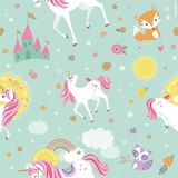 Magical Unicorn Birthday Party Gift Wrap Overhead_Flat