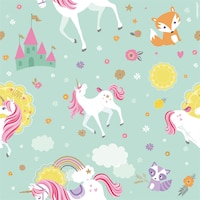 Magical Unicorn Birthday Party Gift Wrap Overhead_Flat