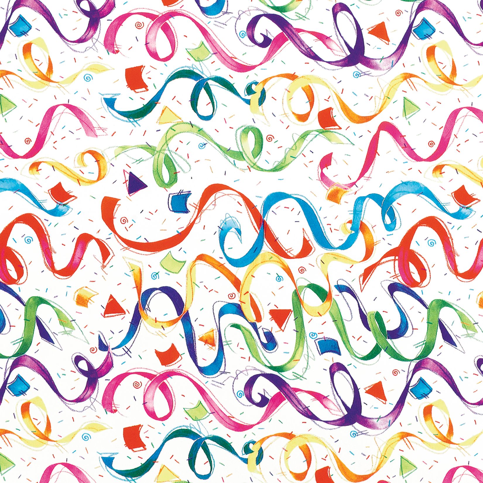 Jumbo Gift Wrapping Paper, White/Multi-Coloured, Streamer, 16-ft, for Birthday Party CloseUp