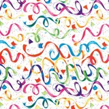 Jumbo Gift Wrapping Paper, White/Multi-Coloured, Streamer, 16-ft, for Birthday Party CloseUp