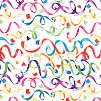Jumbo Gift Wrapping Paper, White/Multi-Coloured, Streamer, 16-ft, for Birthday Party Front_Flat