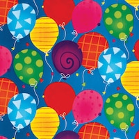 Jumbo Gift Wrapping Paper, Multi-Coloured, Balloons, 16-ft, for Birthday Party Overhead_Flat