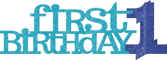 3D Blue Glitter 1st Birthday Centrepiece Front_Flat