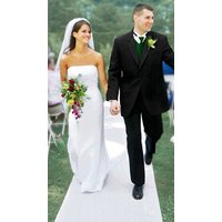 Rectangle Reusable Cotton Floral Aisle Floor Runner, White, 3x100-ft, for Wedding