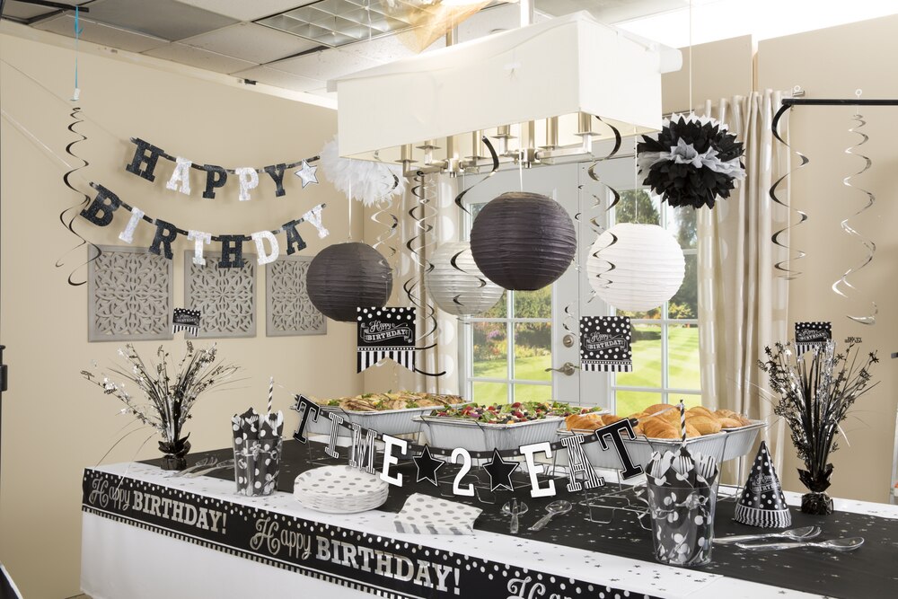 Customizable Black & White Birthday Room Decorating Kit | Party City