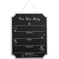 Our Love Story Wedding Chalkboard Sign Front_Flat