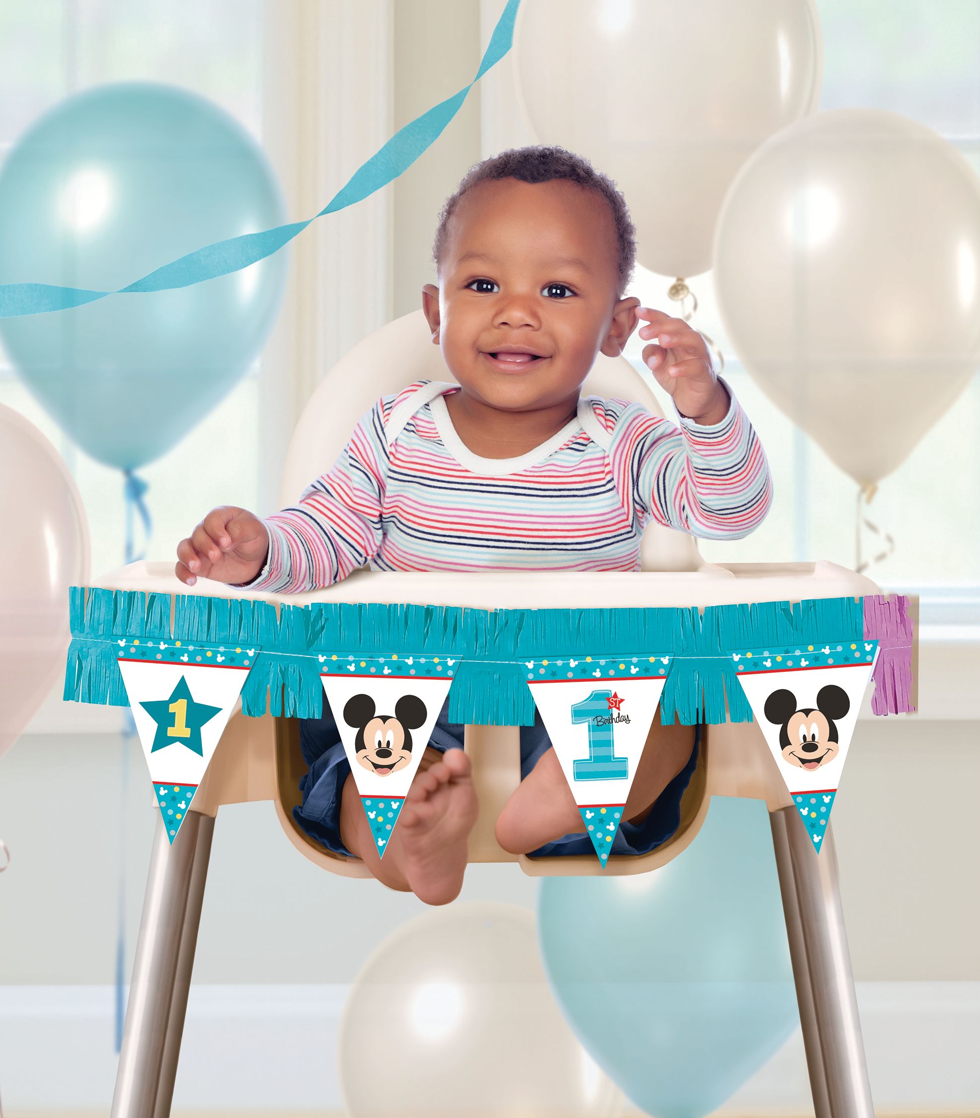 Disney Mickey Mouse Milestone 1st Birthday High Chair Decorating Kit, 2-pc Composite_or_Mixed
