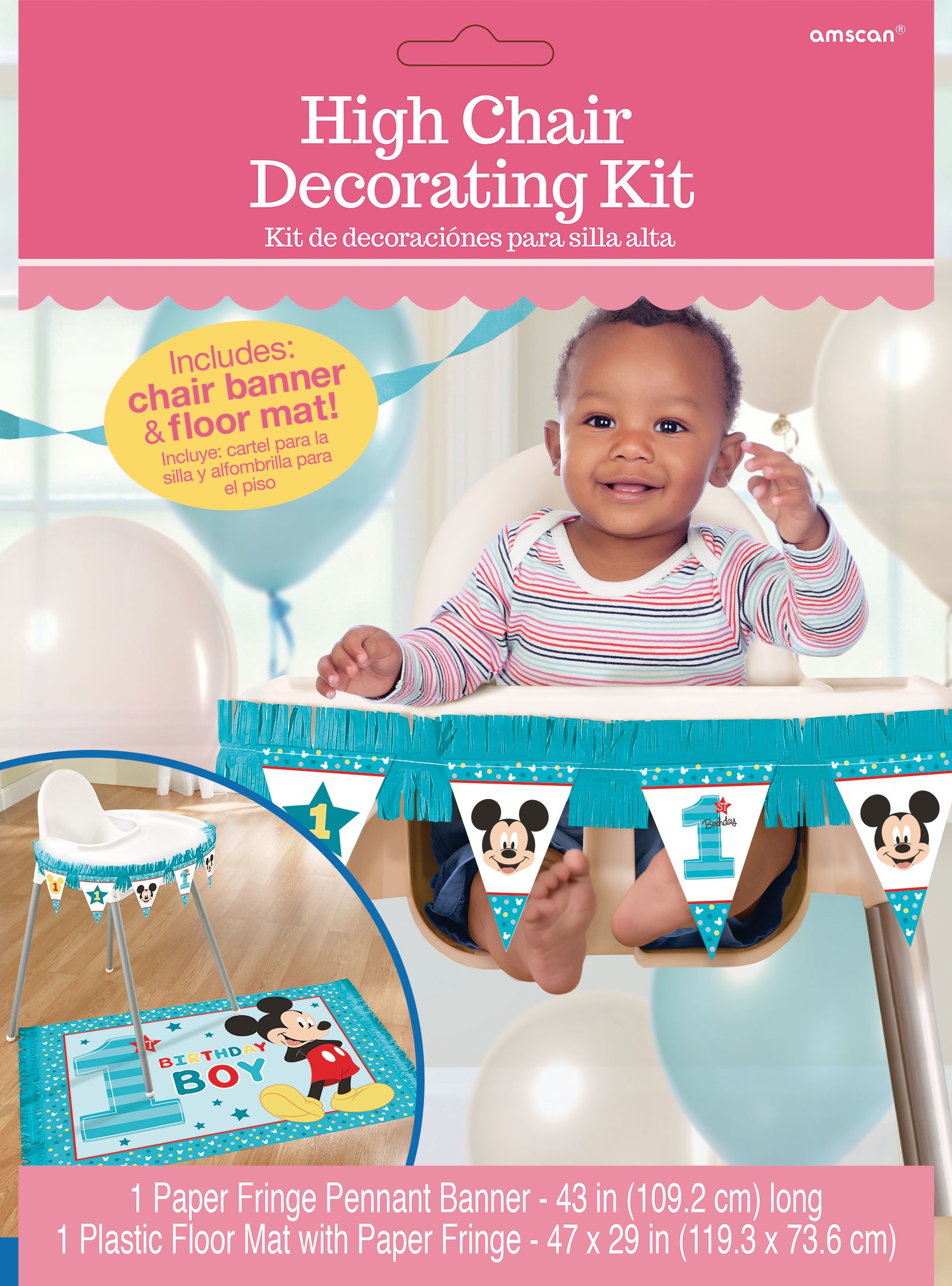 Disney Mickey Mouse Milestone 1st Birthday High Chair Decorating Kit, 2-pc Front_Flat