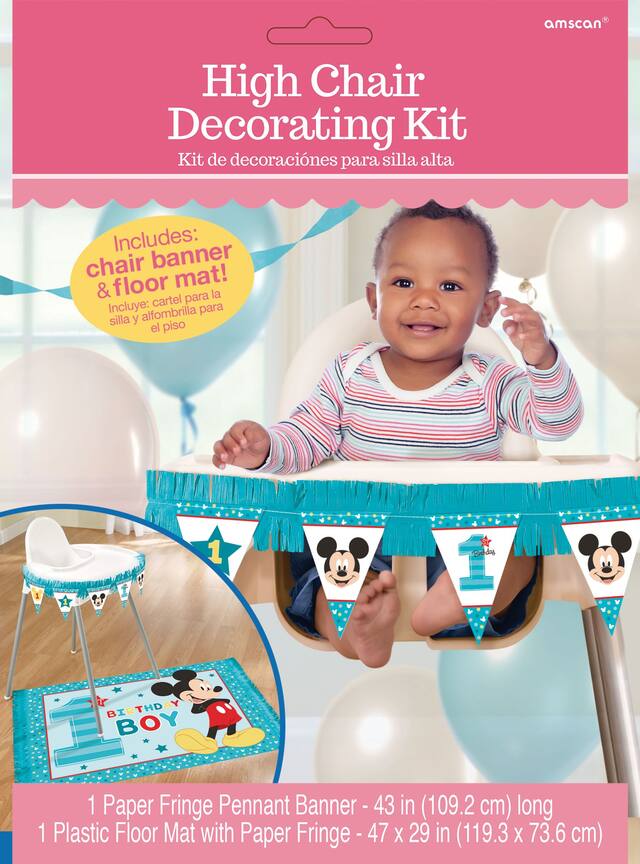 Disney Mickey Mouse Milestone 1st Birthday High Chair Decorating Kit, 2-pc Front_Flat