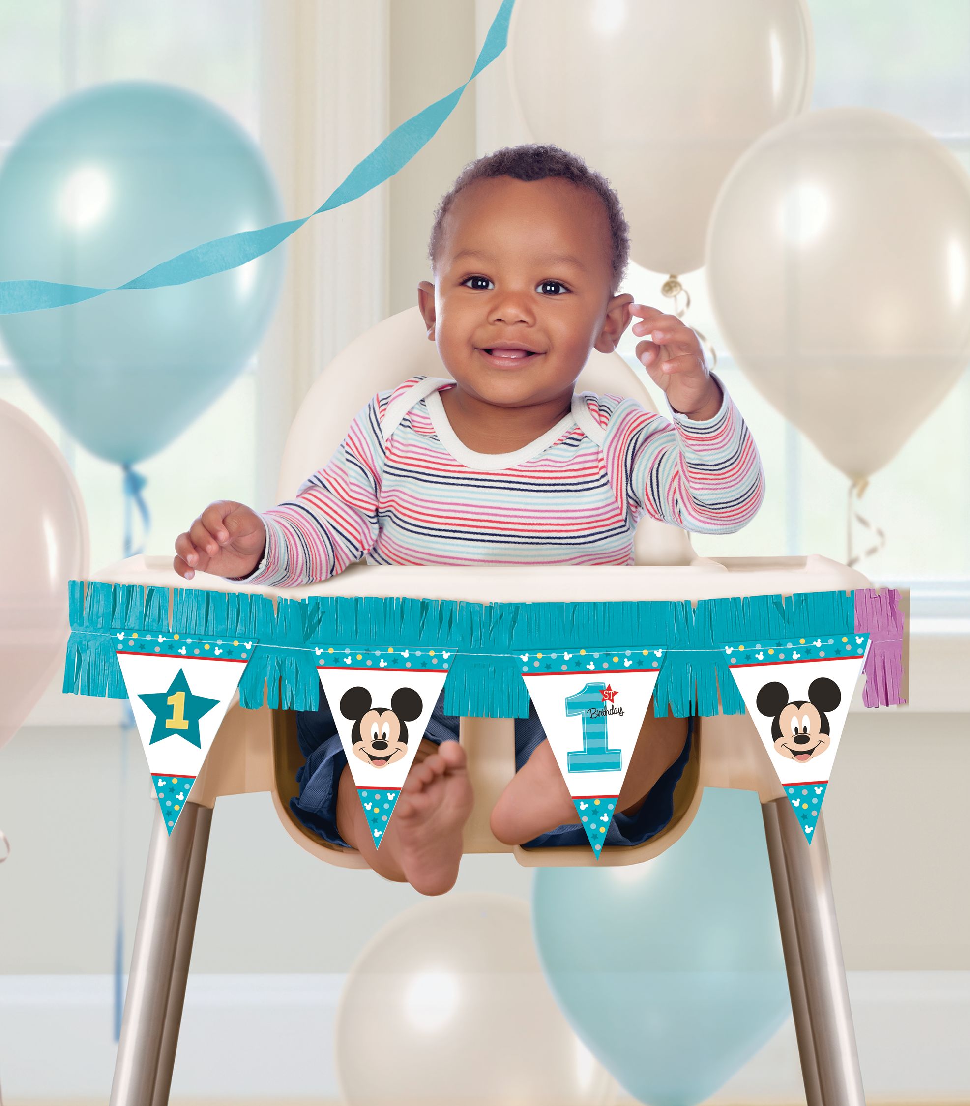 Disney Mickey Mouse Milestone 1st Birthday High Chair Decorating Kit, 2-pc Composite_or_Mixed