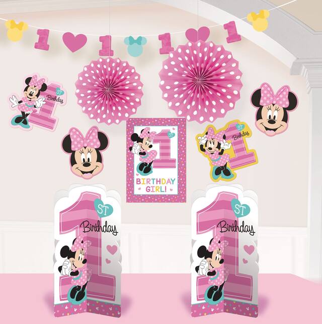 1st Birthday Minnie Mouse Room Decorating Kit for Birthday Party, 10-pc Composite_or_Mixed