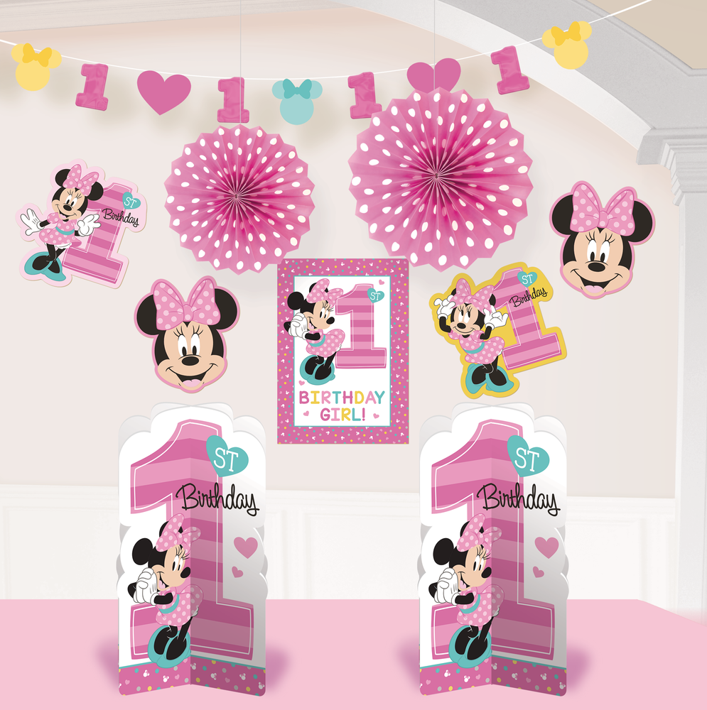 Décorations de salle 1er anniversaire Minnie Mouse pour fête d