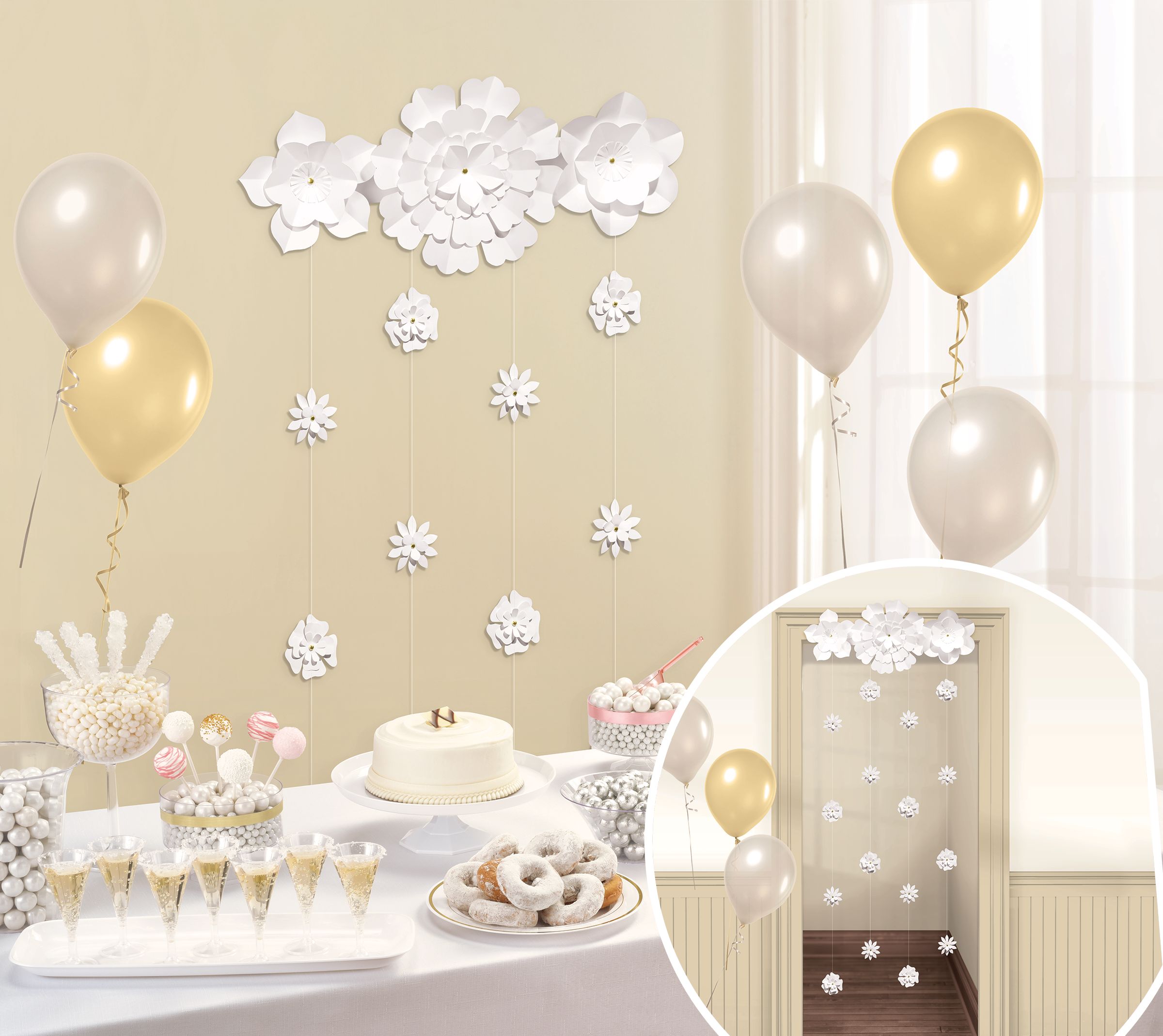 White Flower Doorway Curtain Composite_or_Mixed