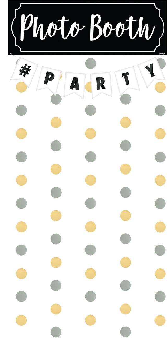 Arrière-plan de cabine de photo à pois métalliques Front_Flat