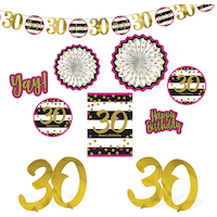Décorations de salle scintillantes pour 30e anniversaire, rose et doré, paq. 10 Front_Flat