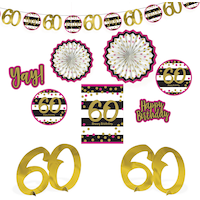 Pink & Gold 60th Birthday Room Decorating Kit, 10-pc Front_Flat