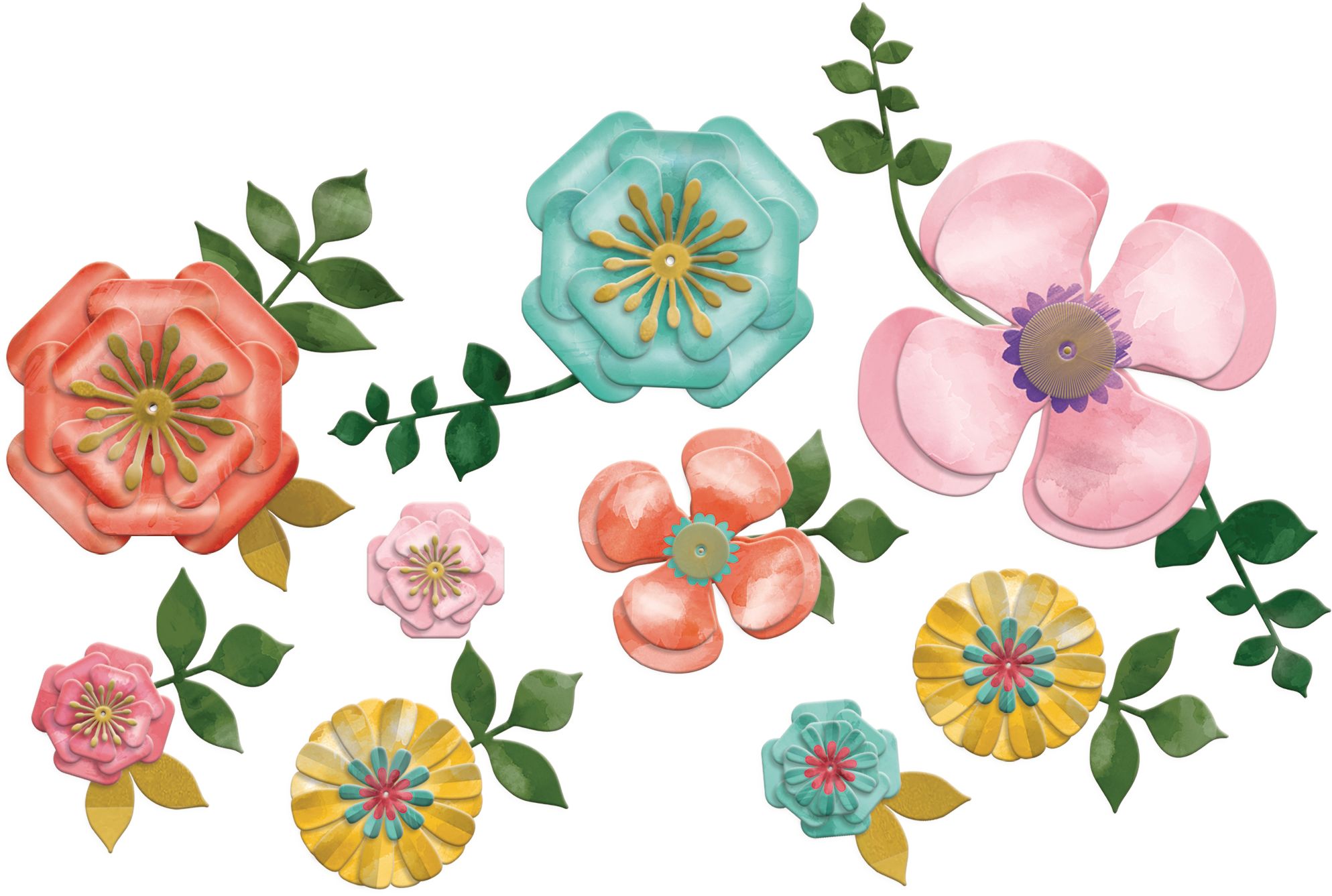 Bright Floral Cutouts, 20-pk Front_Flat