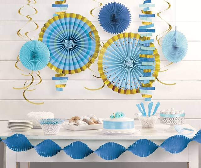 Décoration de salle doré bleu métallique, paq. 14 Composite_or_Mixed