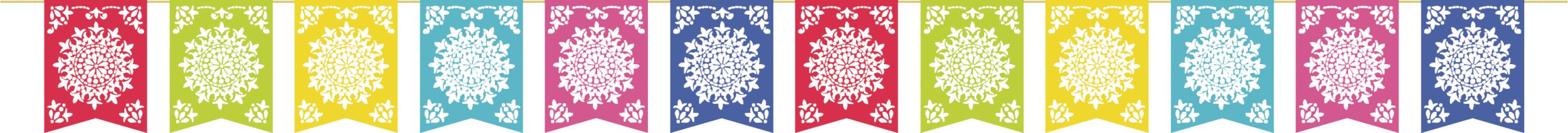 Banderole guirlande à fanions suspendue Del Sol, multicolore, 12 pi, pour Cinco de Mayo / fiesta / fête estivale Front_Flat