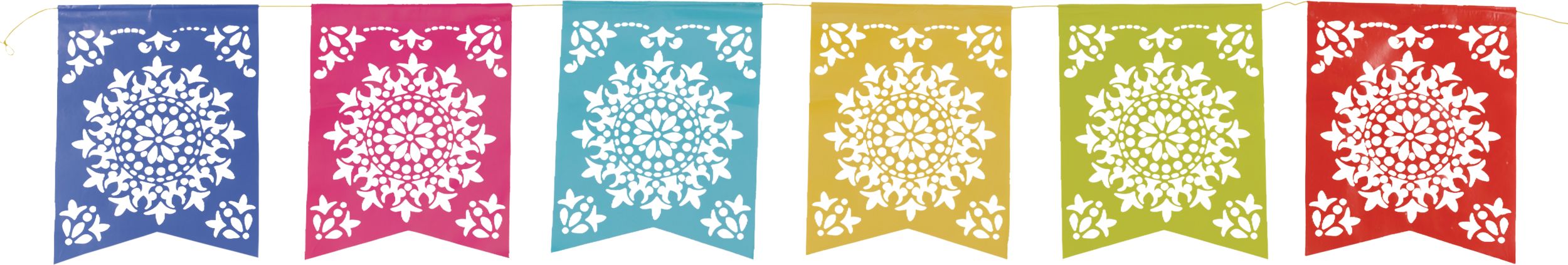 Banderole guirlande à fanions suspendue Del Sol, multicolore, 12 pi, pour Cinco de Mayo / fiesta / fête estivale CloseUp