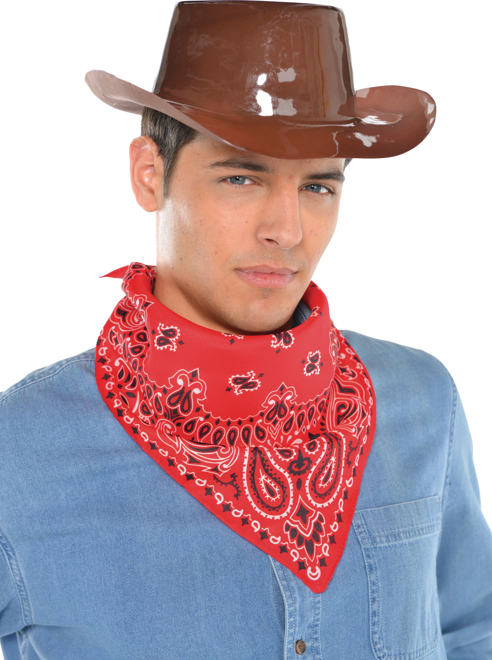 Western Bandanas, Black/Red/Pink, 20-in, 10-pk, Wearable Costume Accessories for Halloween Front_Angled_Right