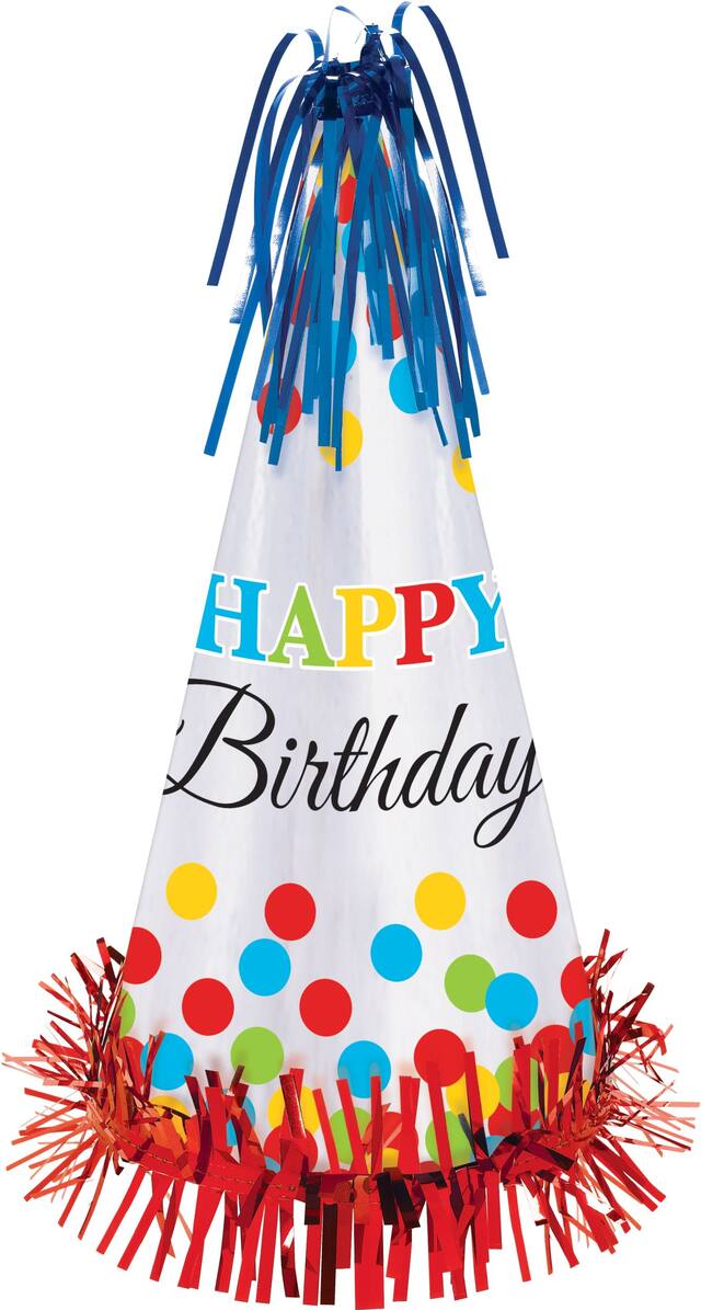 Rainbow Dot Birthday Party Hat Front_Flat