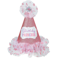 Pink Glitter Birthday Princess Party Hat Front_Flat
