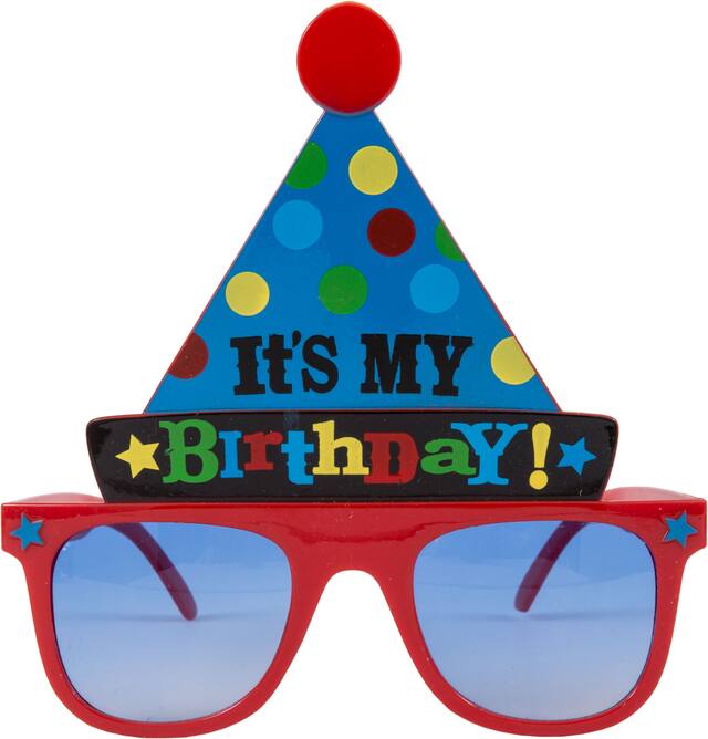 Bright Birthday Party Hat Sunglasses Front_Flat