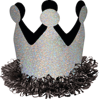 Mini-pince à cheveux couronne d'anniversaire, argent/noir Front_Flat