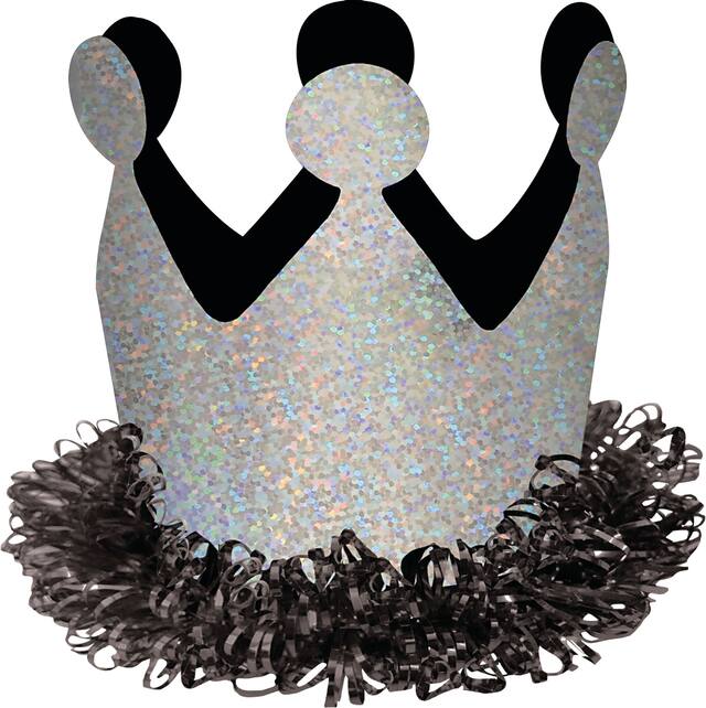 Mini-pince à cheveux couronne d'anniversaire, argent/noir Front_Flat