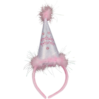 Marabou Birthday Princess Party Hat Headband Front_Flat
