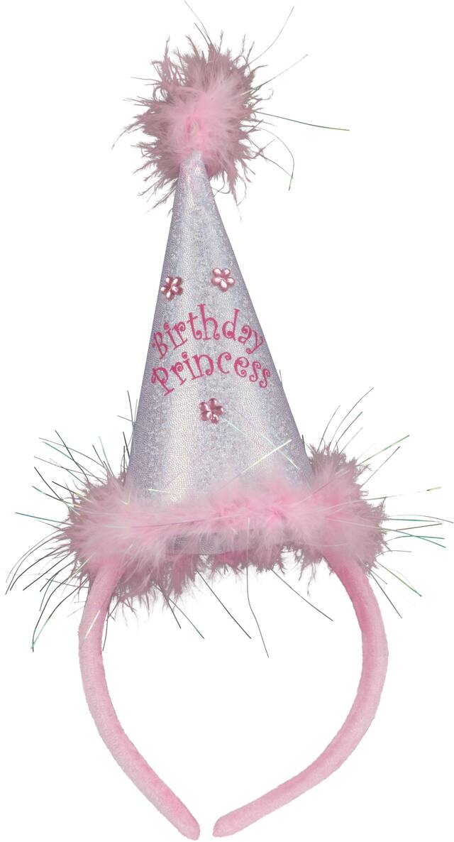 Marabou Birthday Princess Party Hat Headband Front_Flat