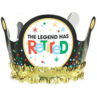 Couronne The Legend Has Retired à franges dorées, officiellement retraité, noir/doré, taille unique, accessoire à porter pour la retraite Front_Flat