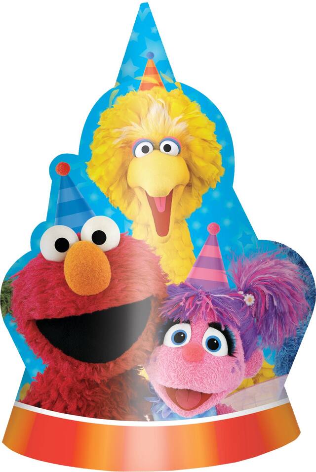 Chapeaux pour fête d'anniversaire, Sesame Street, paq. 8 Front_Flat