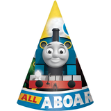 Thomas & Friends "All Aboard" Cone Party Hats, Multi-Coloured, One Size, 8-pk, Wearable Accessories for Birthdays Front_Flat
