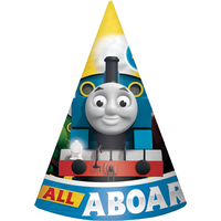 Thomas & Friends "All Aboard" Cone Party Hats, Multi-Coloured, One Size, 8-pk, Wearable Accessories for Birthdays Front_Flat