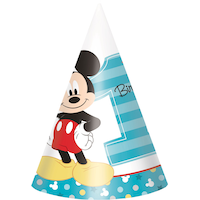 Disney Mickey Mouse 1st Birthday Party Hats, 8-pk Front_Flat