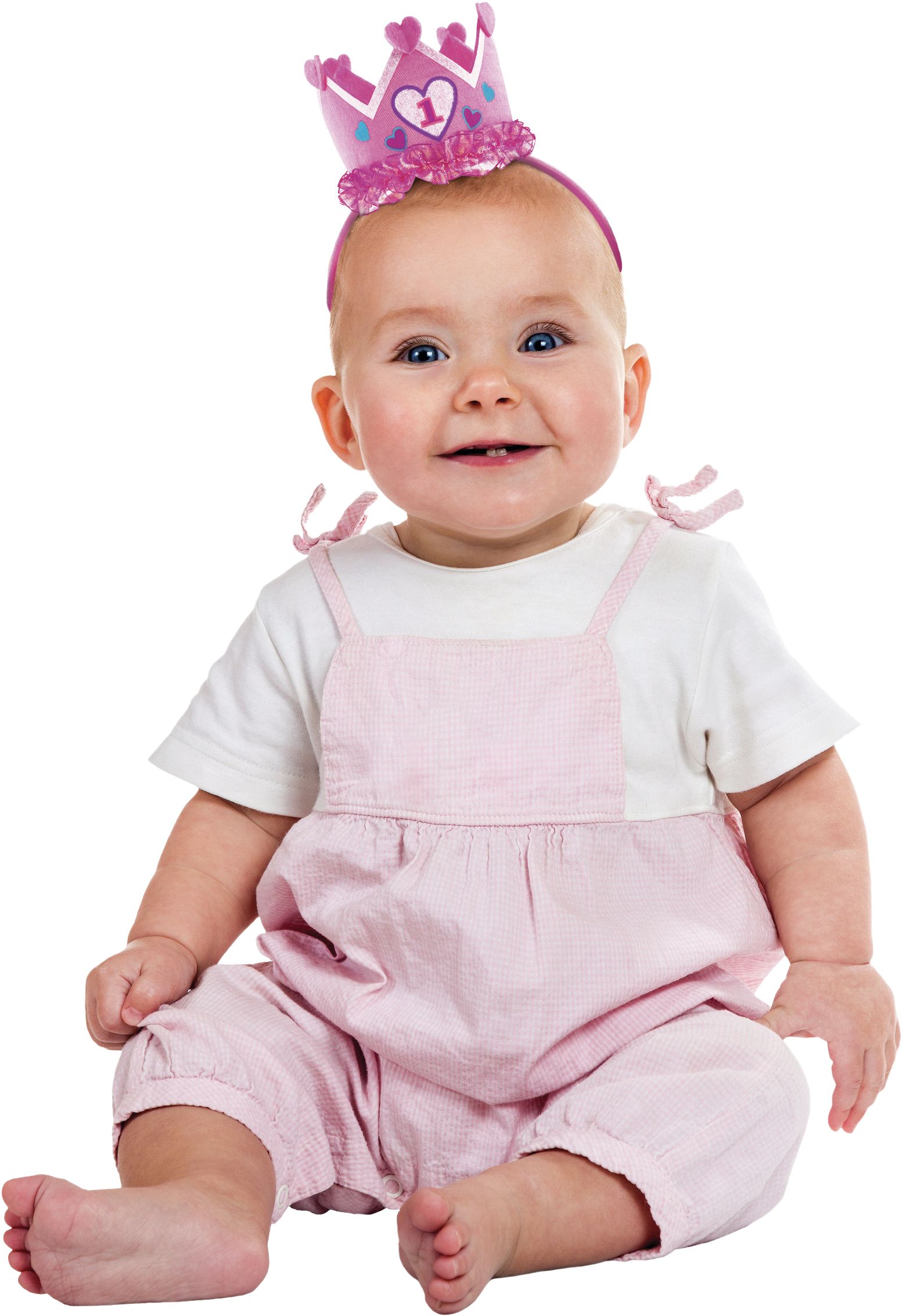 Princess 1st Birthday Crown Headband, Pink Front_Flat