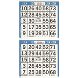 Feuilles de bingo, bleu, 8 po, paq. 125, pour fête d'anniversaire Front_Flat