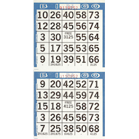 Bingo Game Sheets, Blue, 8-in, 125-pk, for Birthday Party Front_Flat