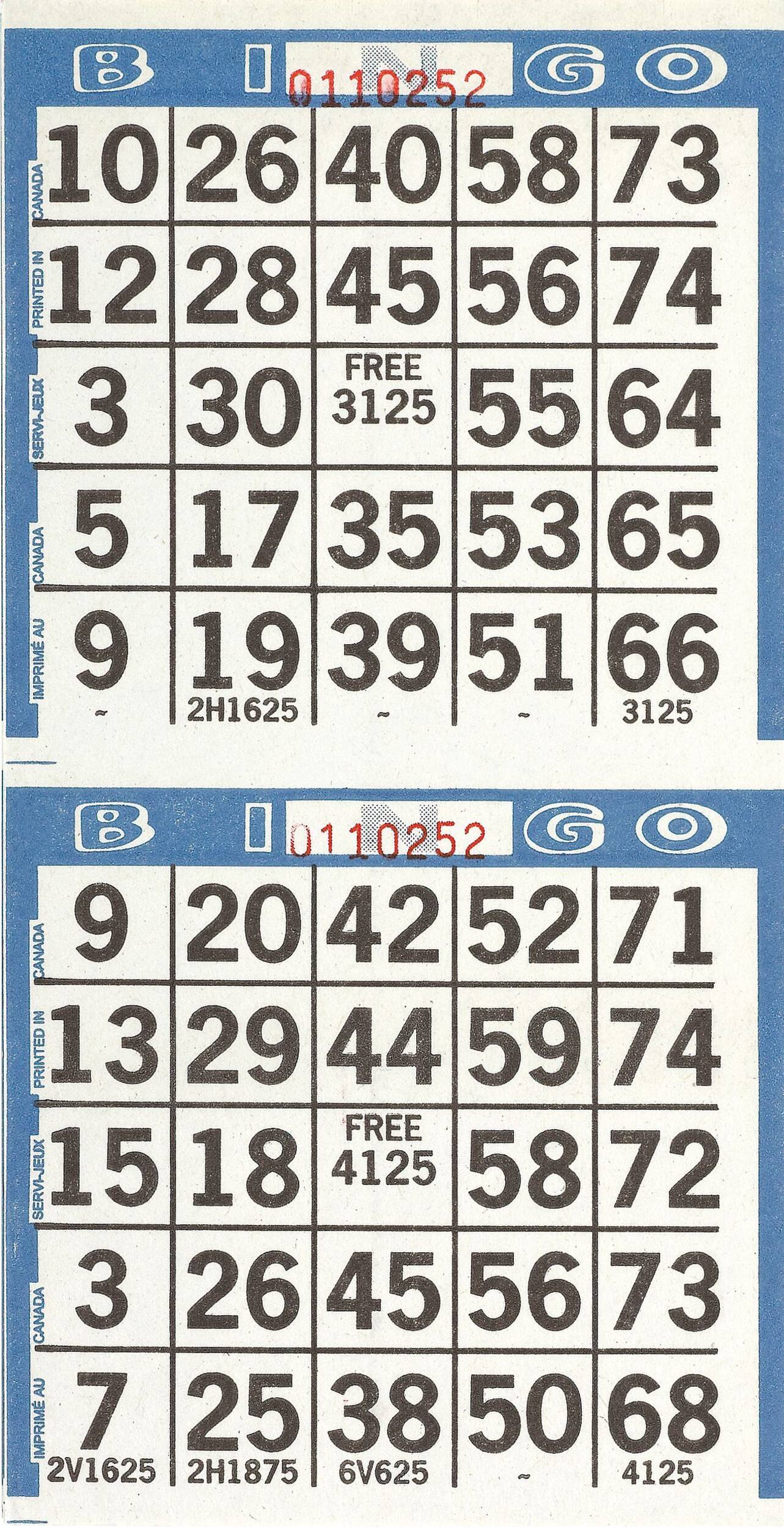 Bingo Game Sheets, Blue, 8-in, 125-pk, for Birthday Party Front_Flat