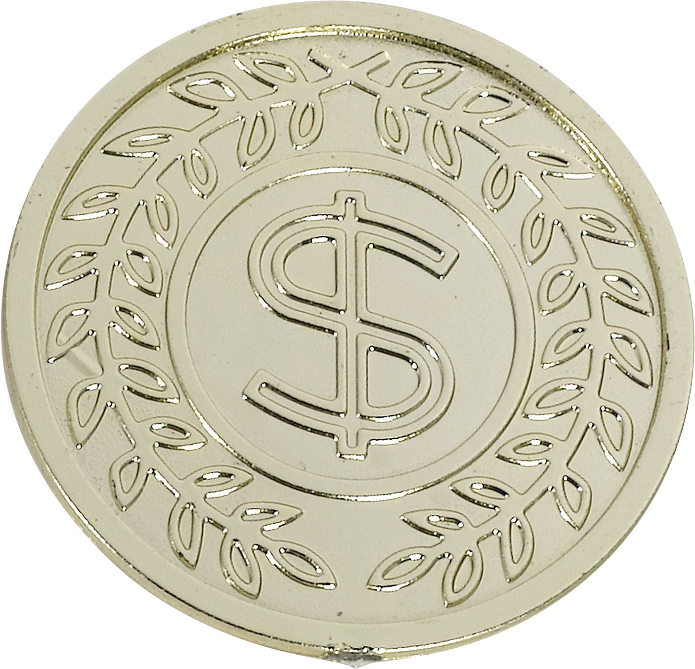 Dollar Coins, Gold, 100-pk, for Birthday/Party Favour/Poker Overhead_Flat