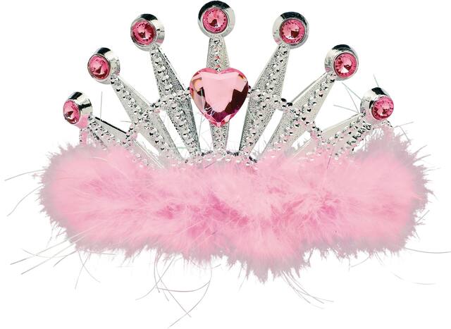 Pink Marabou Heart Gem Tiara Front_Flat
