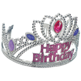 Pink Rhinestone Happy Birthday Tiara Front_Angled_Right