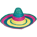 Chapeau de paille Fiesta Sombrero, multicolore, taille unique, accessoire de costume à porter pour l'Halloween Front_Elevated