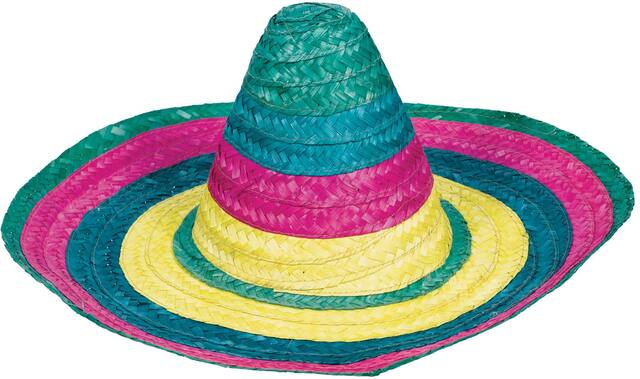 Chapeau de paille Fiesta Sombrero, multicolore, taille unique, accessoire de costume à porter pour l'Halloween Front_Elevated