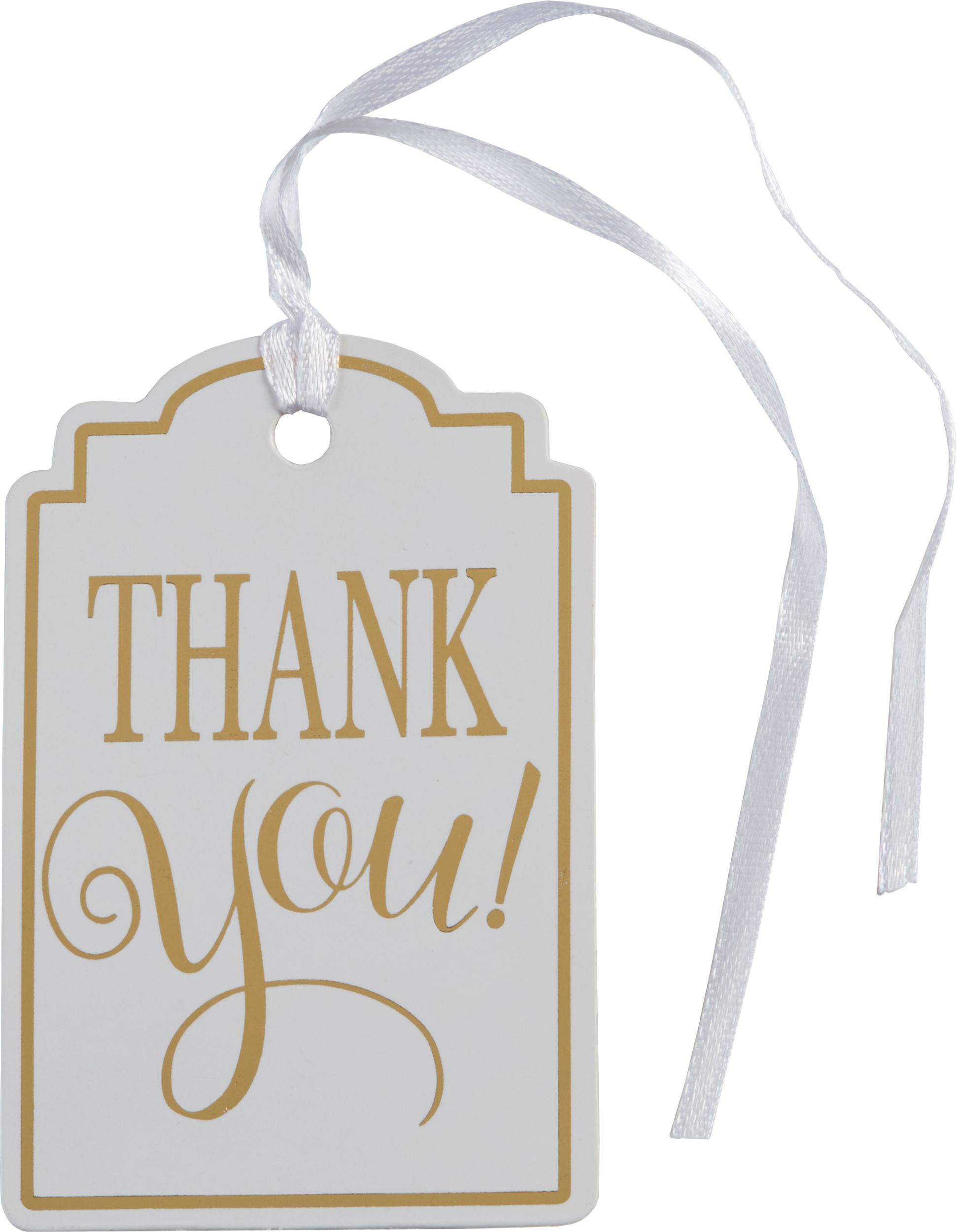 "Thank You" Gift Wrapping Paper Tags, Gold/White, 3-in, 25-pk, for Wedding/Graduation/Anniversary Front_Flat