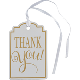 Étiquettes en papier pour emballage cadeau Thank You, doré/blanc, 3 po, paq. 25, pour mariage/remise de diplôme/fête d'anniversaire Front_Flat