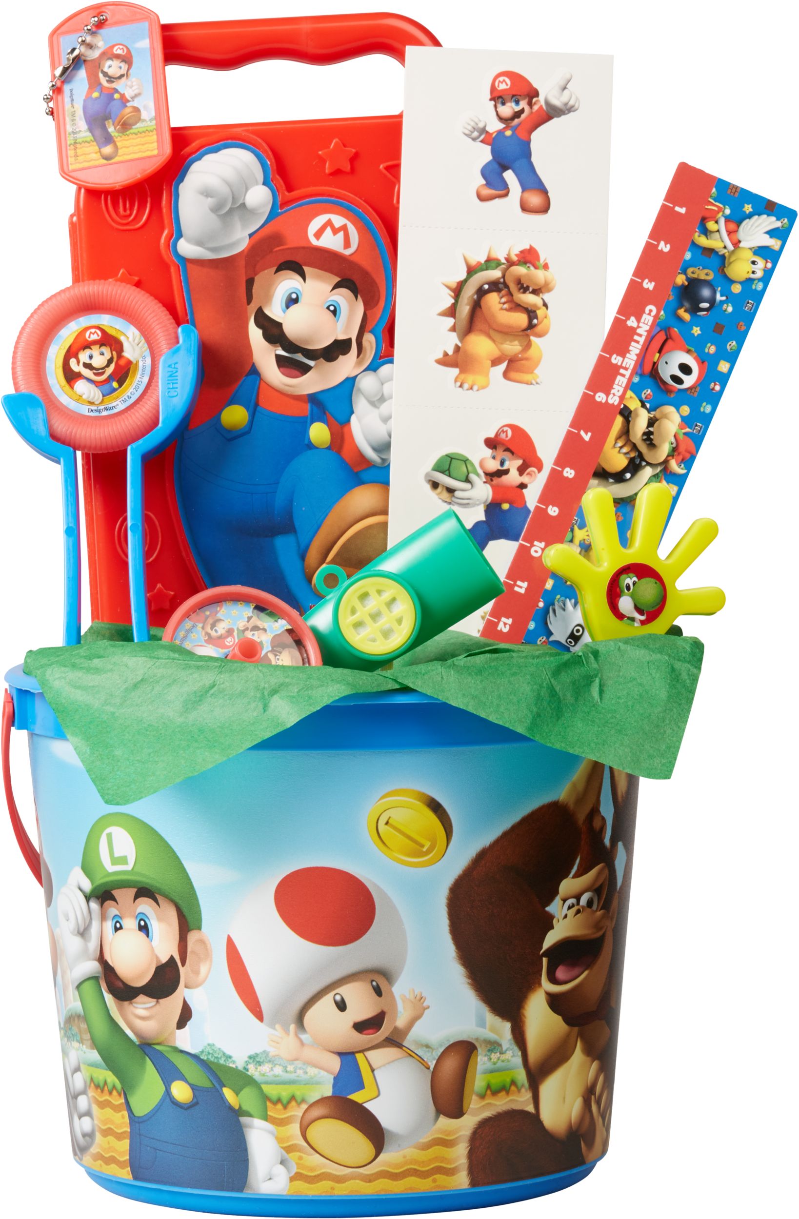 Contenant à cadeaux-surprises Super Mario en plastique avec poignée Front_Flat