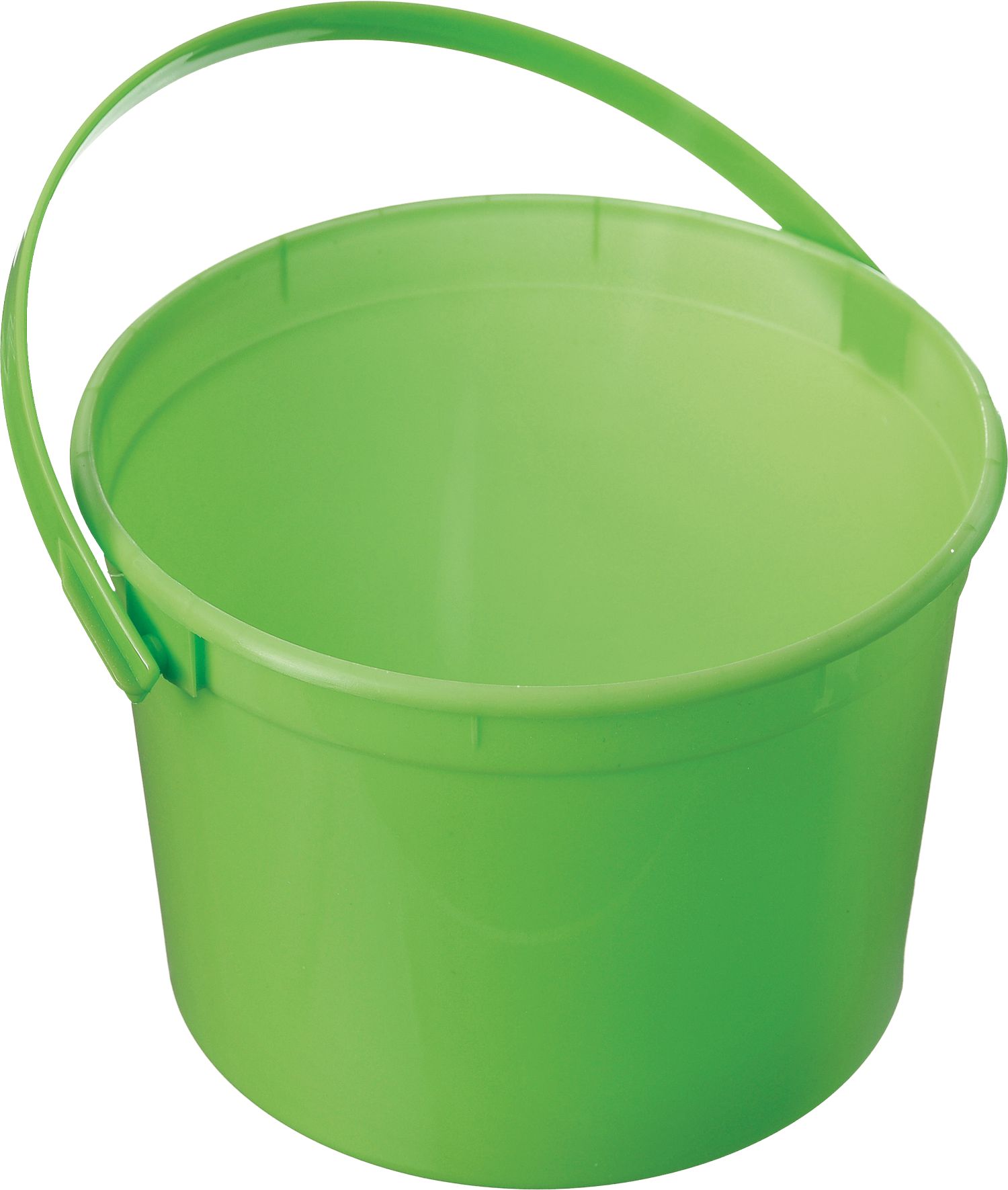 Round Plastic Reusable Favour Container Pail, Green, 6-in, for Birthday Party/Halloween Front_Angled_Right